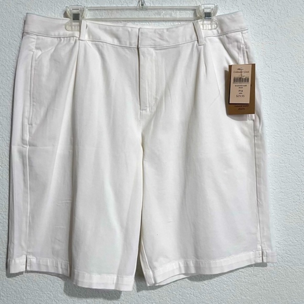 Coldwater Creek Ivory Off White Stretch Twill Golf Bermuda Shorts New 14P